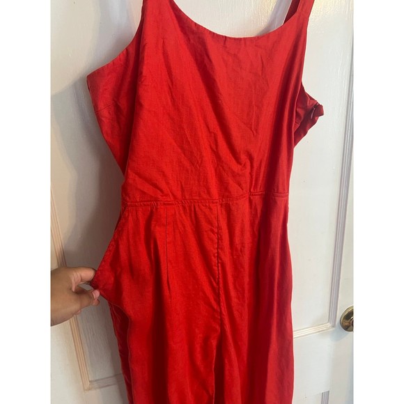 Cynthia Rowley Red 100% Linen Jumpsuit Size 8 - Picture 8 of 8